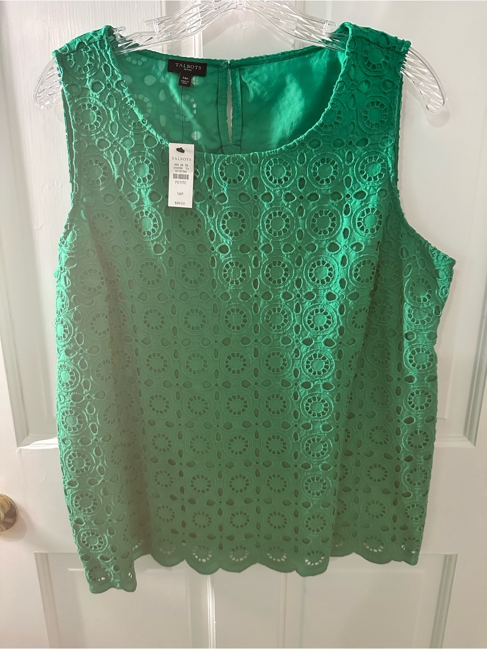 Talbots Green Eyelet Sleeveless Shell